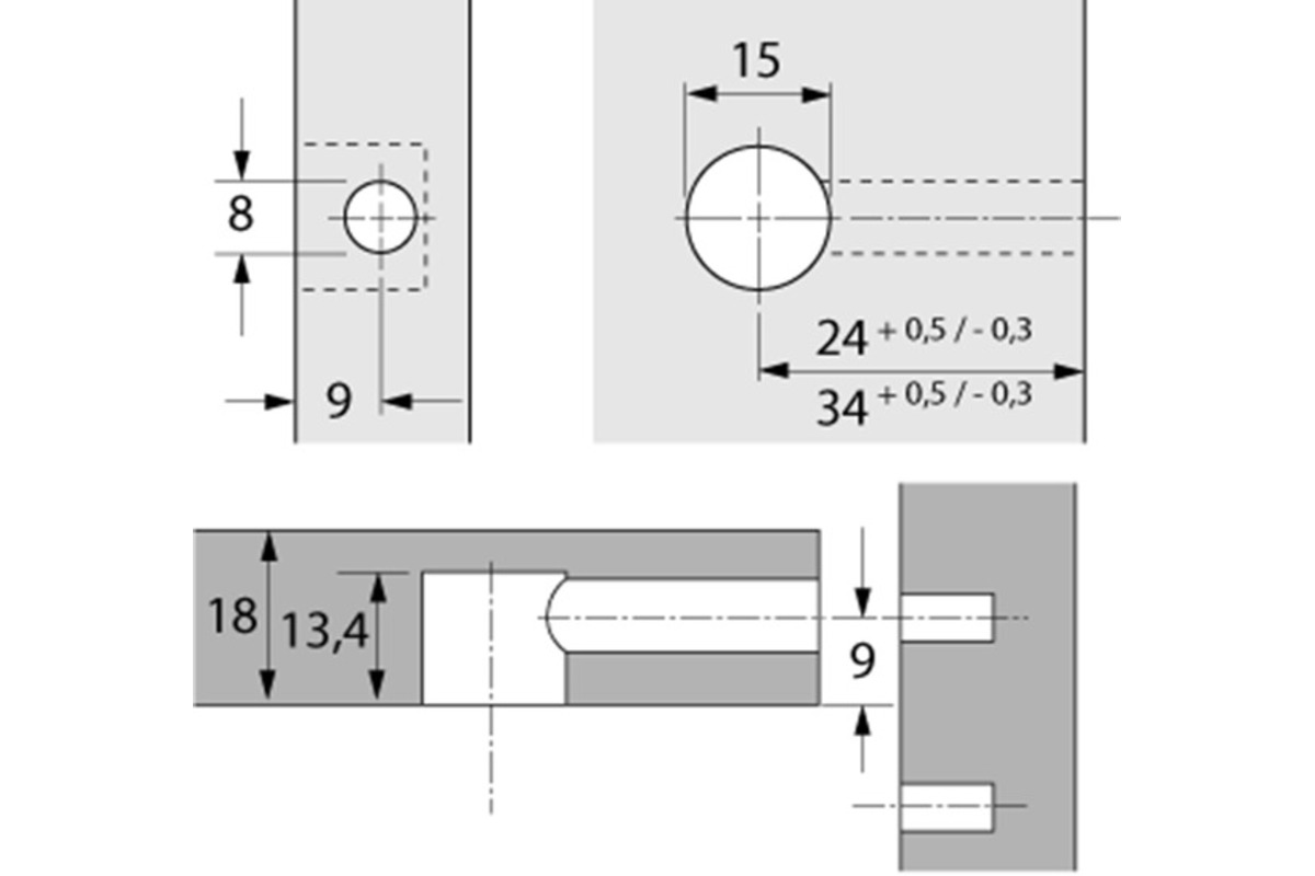 Exzenter-Verbindungsbeschlag HETTICH Rastex 15, für 18 mm Fachböden
