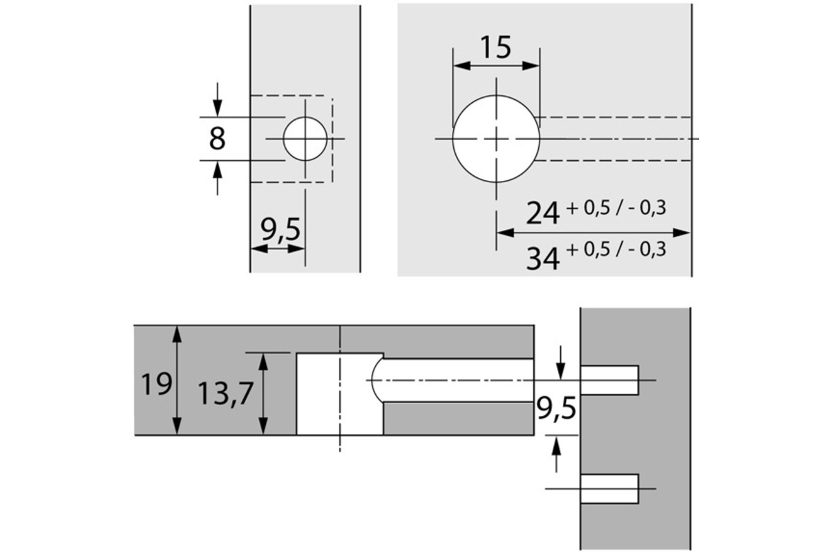 Exzenter-Verbindungsbeschlag HETTICH Rastex 15, für 19 mm Fachböden