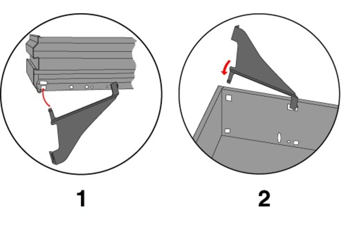 Supporti per frontale per telai classificatori per cartelle sospese e cassetti per pareti attrezzate