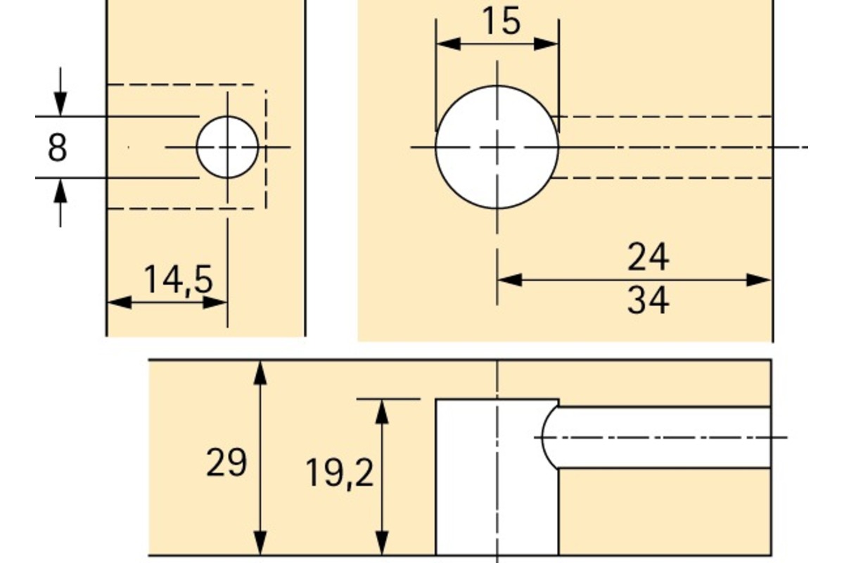 Exzenter-Verbindungsbeschlag HETTICH Rastex 15, für 29 mm Fachböden