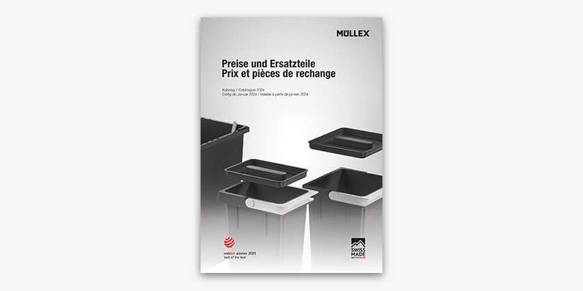 Auf über 60 Seiten Preise und Ersatzteile MÜLLEX Abfalltrennsysteme.