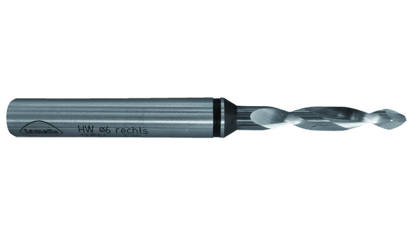 Lamello Foret CNC Ø 6mm pour Clamex P, pour onglet, L. utile 35/ tige 10/ L. totale 100mm/ MD massif
