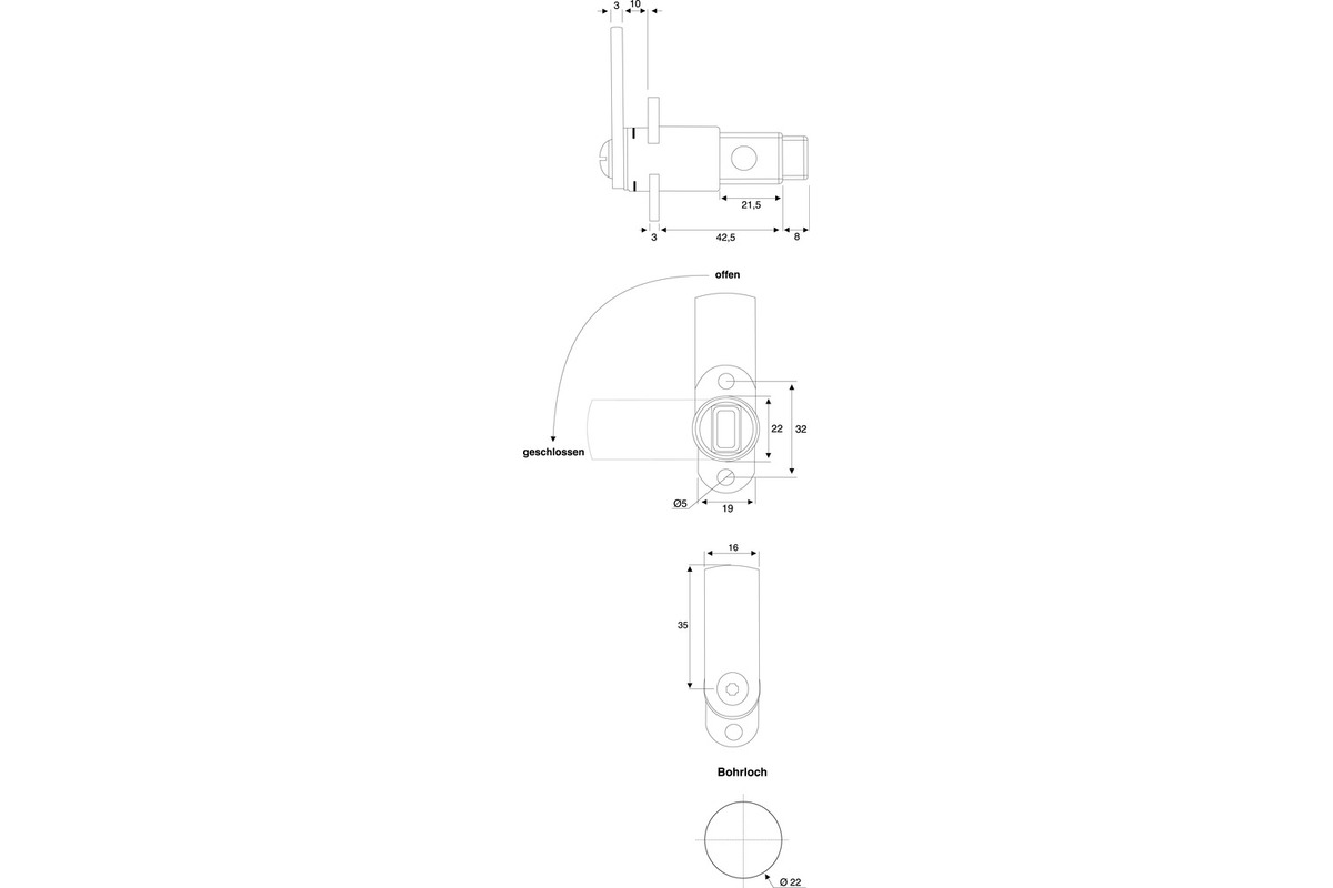 Hebelschloss OK-LINE Rotor Push Lock