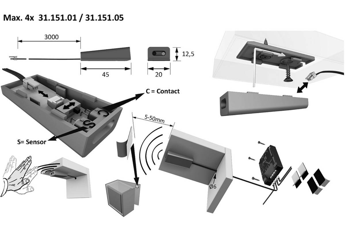 Sensore IR per tocco per la porta HALEMEIER MultiSwitch2 12 / 24 / 230 V