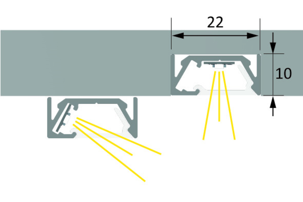 Profili per montaggio esterno o d'incassate LED HALEMEIER ChannelLine G1 con diaframmi