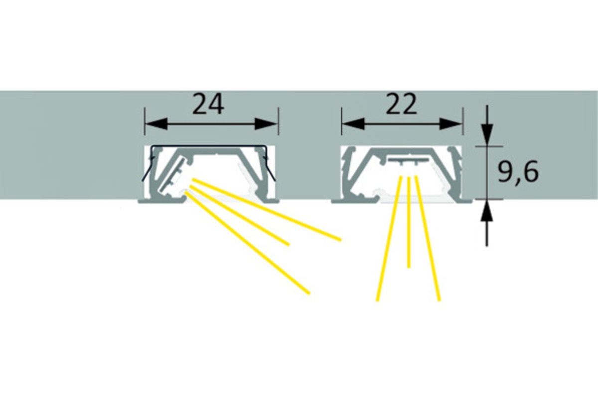 Profili per montaggio esterno o d'incassate LED HALEMEIER ChannelLine G2 con diaframmi
