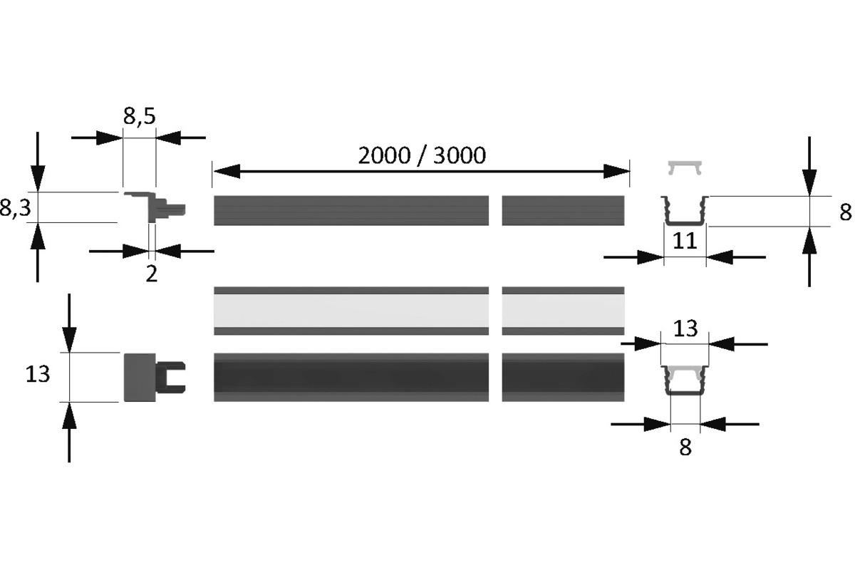 Profili d'incassate LED HALEMEIER ChannelLine i2 con diaframmi