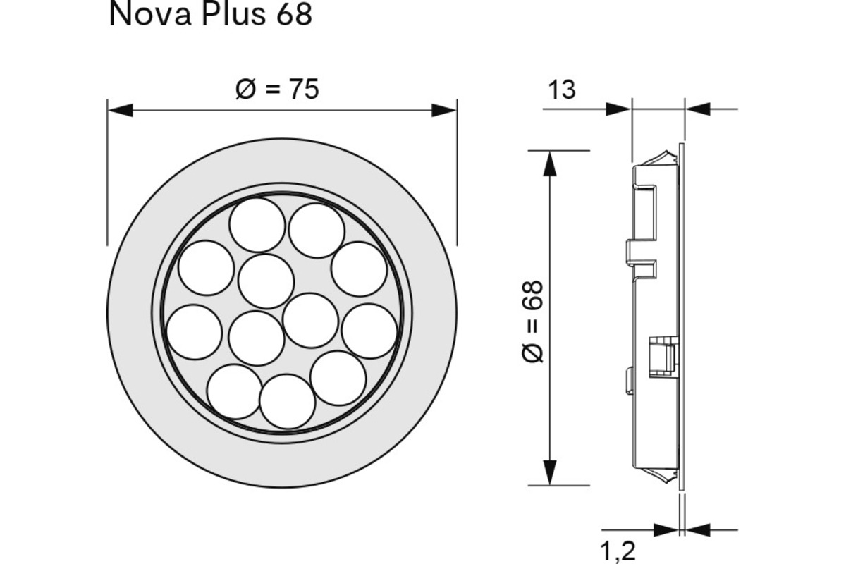 LED Ein-/Anbauleuchten L&S Emotion Nova Plus 68 Round 12 V