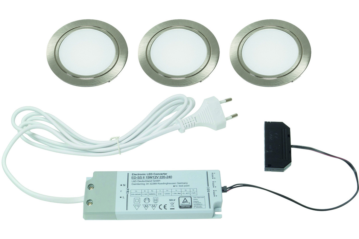 Kit di lampade incassate LED L&S Chip 58, 12 V
