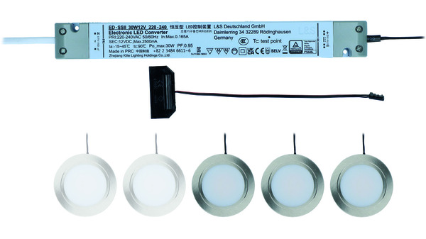 Kit di lampade incassate LED L&S Chip 58, 12 V