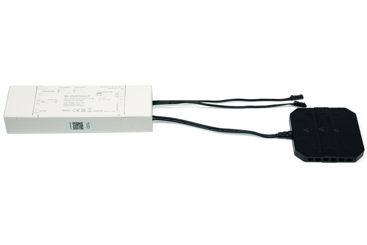 Variateur interrupteur LED L&S 12 / 24 V interface DALI, Push-Dim, 1-10 V et coupure de phase