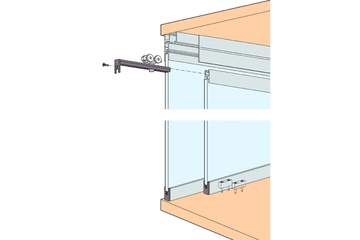 Ferrements pour portes coulissantes HAWA Clipo 36 GPPK, Inslide / vitre fixe