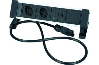 Evoline One Doppel USB A+C zum vielseitigen Einbau in Arbeitsplatten,  Fronten oder Seitenwände in Schwarz oder Edelstahl gebürstet -  Küchenmontagen Dreschler
