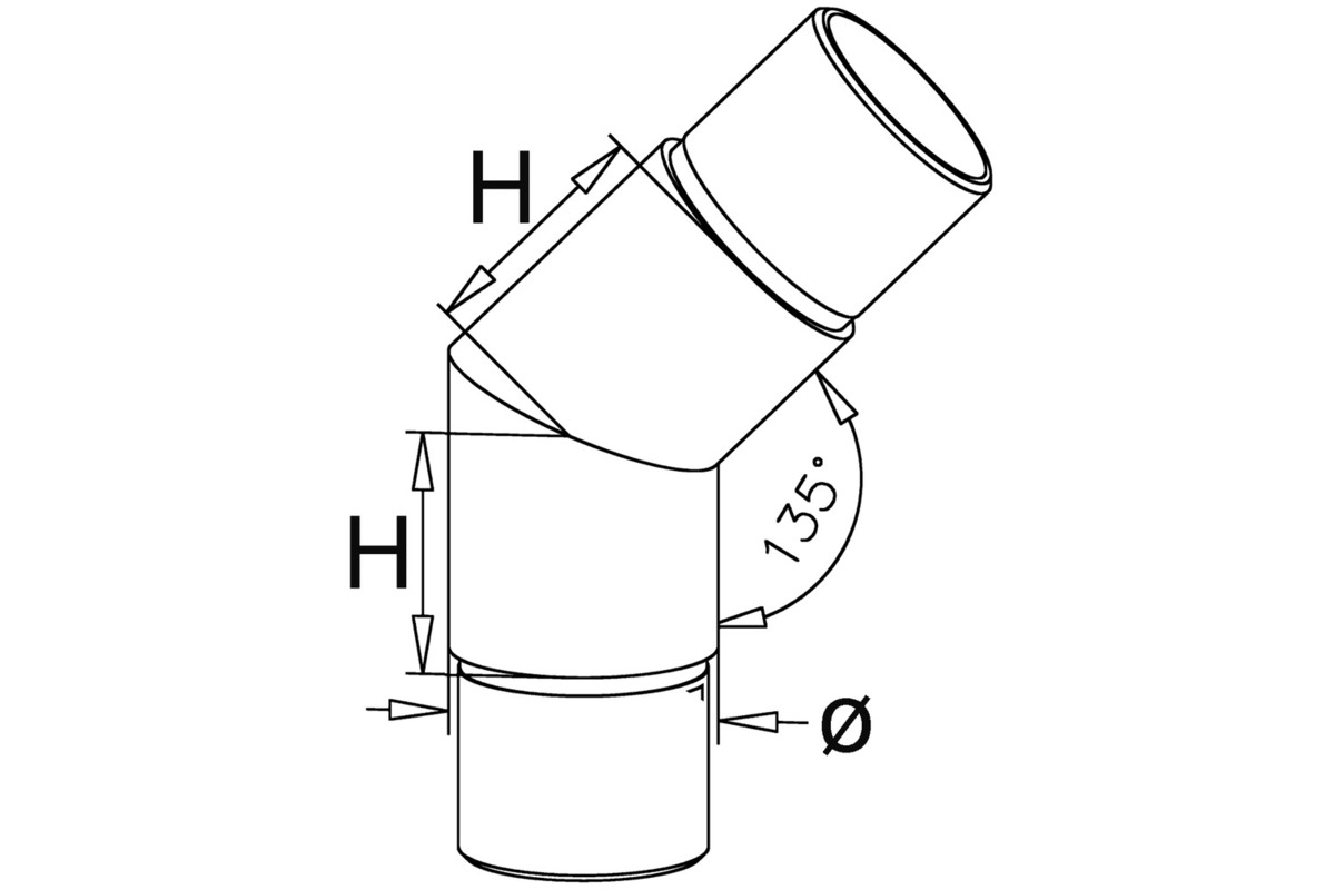 Jonction pour tubes 45°/135° pour reling de bar