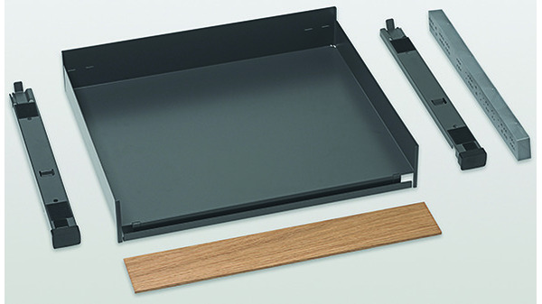 Tablette coulissante PEKA Extendo Fioro pour Legrabox avec rail en bois haute