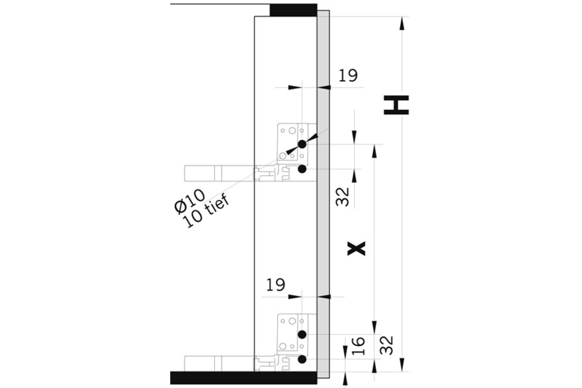 Eckschrank-Schwenkbeschläge NINKA PowerSlide magnia für Eckmöbel 90° mit scharnierten Türen
