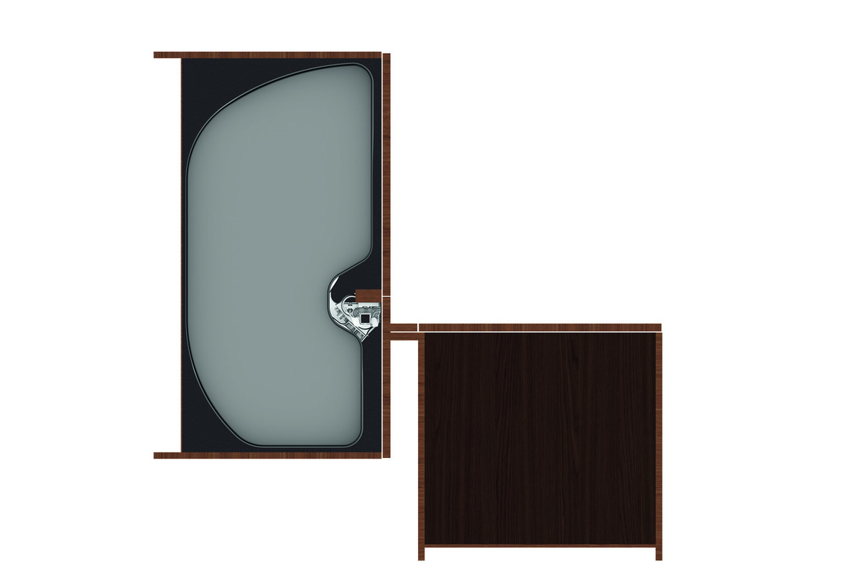 Jeu de ferrures pivotantes pour armoires d'angle NINKA Trigon pour meubles d'angles 90° avec portes à charnières