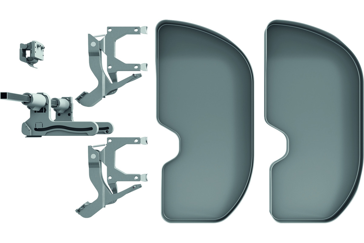 Eckschrank-Schwenkbeschläge-Set NINKA Trigon für Eckmöbel 90° mit scharnierten Türen