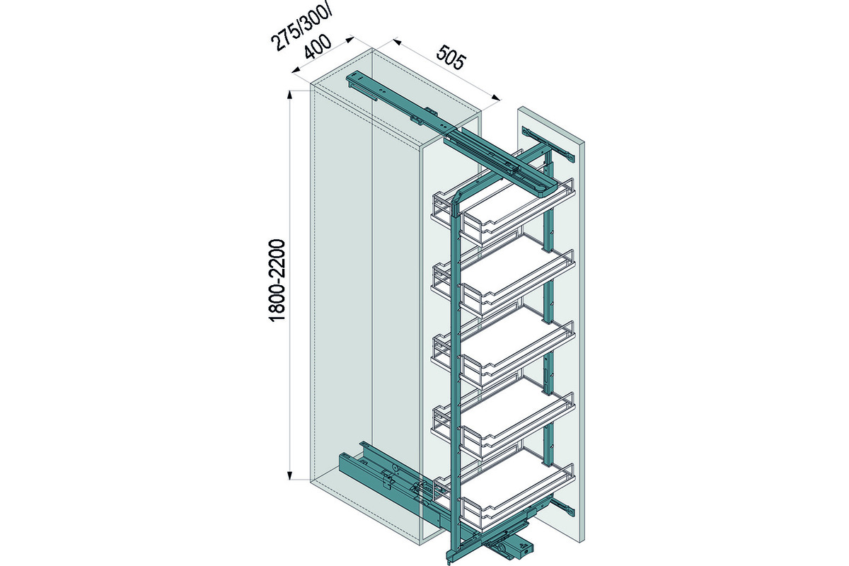 Système d'extension de façade pour armoire haute tournants PEKA Swing