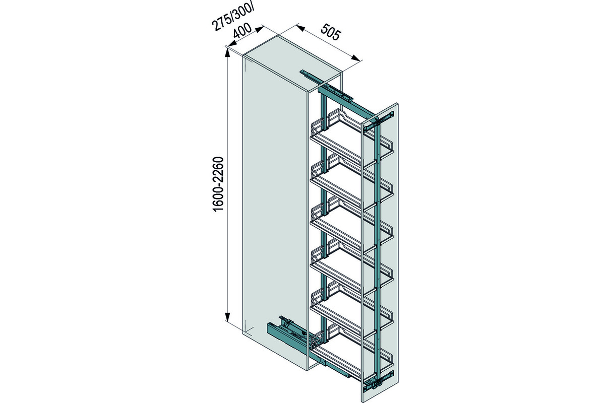 Jeu de système d'extension de façade pour armoire haute PEKA/KESSEBÖHMER  Standard