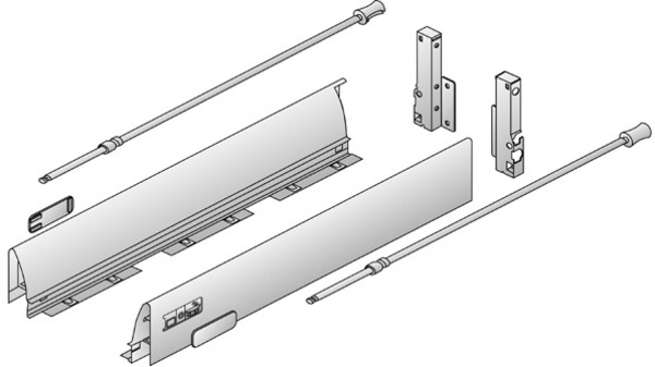Sistema di spondine HETTICH InnoTech, rivestimento singolo, argento/bianco altezza del sistema 144 mm