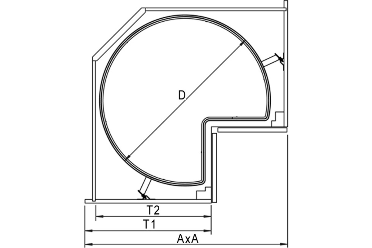 Ferrements de carrousel d'angle Recorner maxx pour meubles d'angle à 90° avec portes à charnières