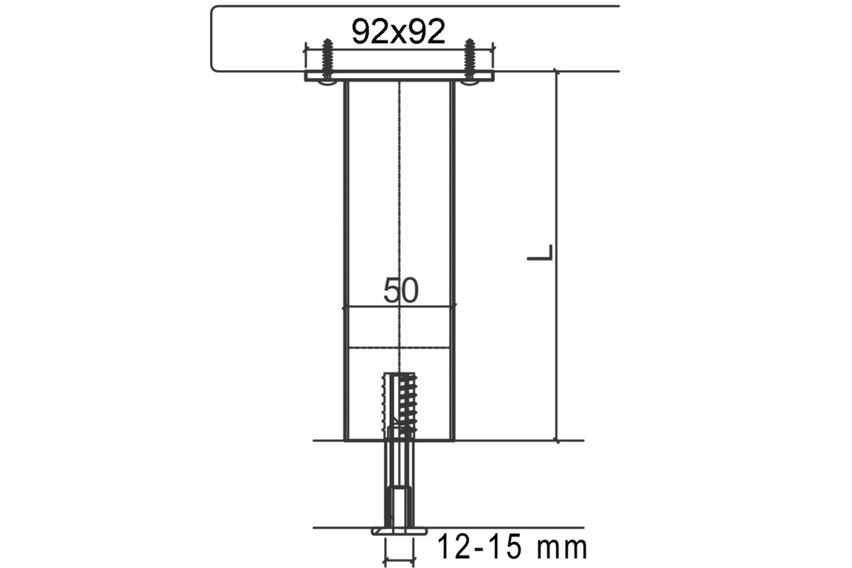 Consoles pour bars pour bois et granit, ronde, ø 50 mm, droit ou incliné 30/60°