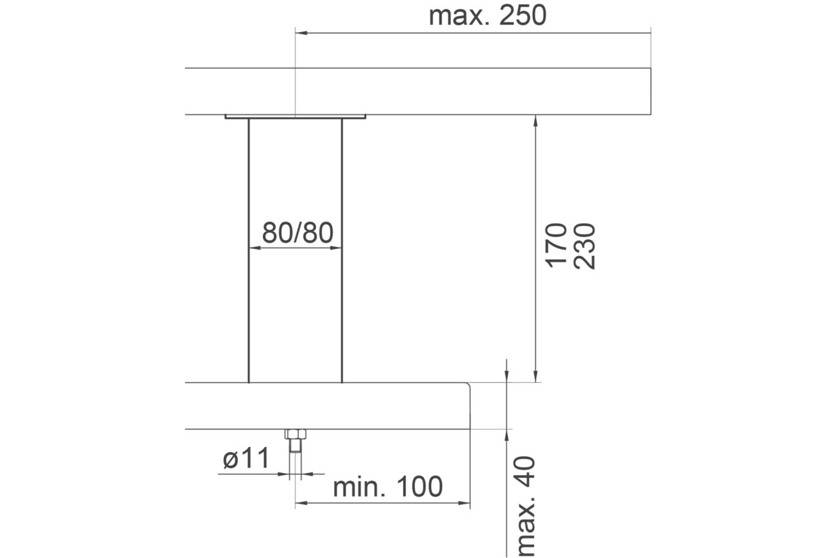 Mensole per bar Powerstation, ad angolo 80/80 mm, dritto