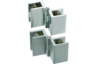 Charnières doubles pour portes en verre