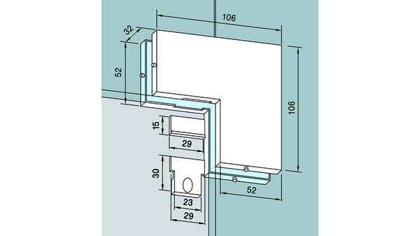Congiunzione ad angolo PT 60/61 per impianti completamente in vetro DORMA GLAS Universal