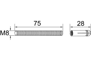 Gewindestift M 8 mit Dübel zu DORMA GLAS Universal Gewindestift M 8 mit Dübel zu DORMA GLAS Universal
