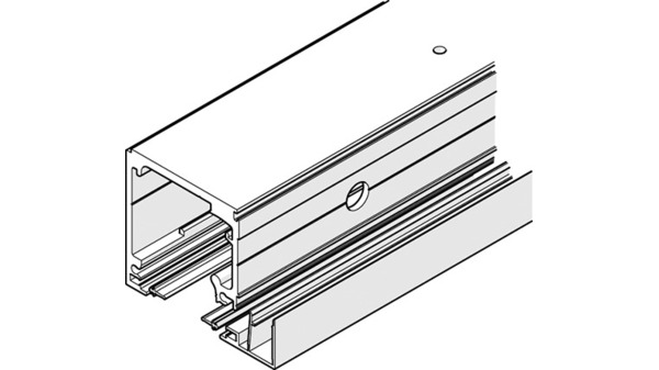 Kit di rotaie per montaggio integrato nel soffitto senza/per vetri fissi