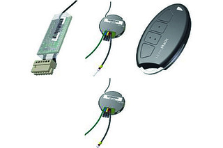 Set mit zwei Funk-Tastern und einem Funk-Handsender