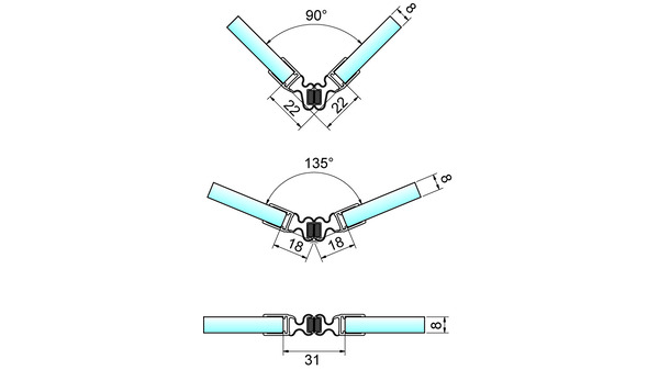 Profili di tenuta box doccia con magnete flessibile 90-180° 8874 PAULI+SOHN