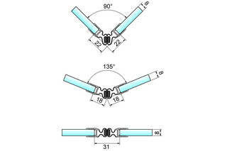 Profili di tenuta box doccia con magnete flessibile 90-180° 8874 PAULI+SOHN