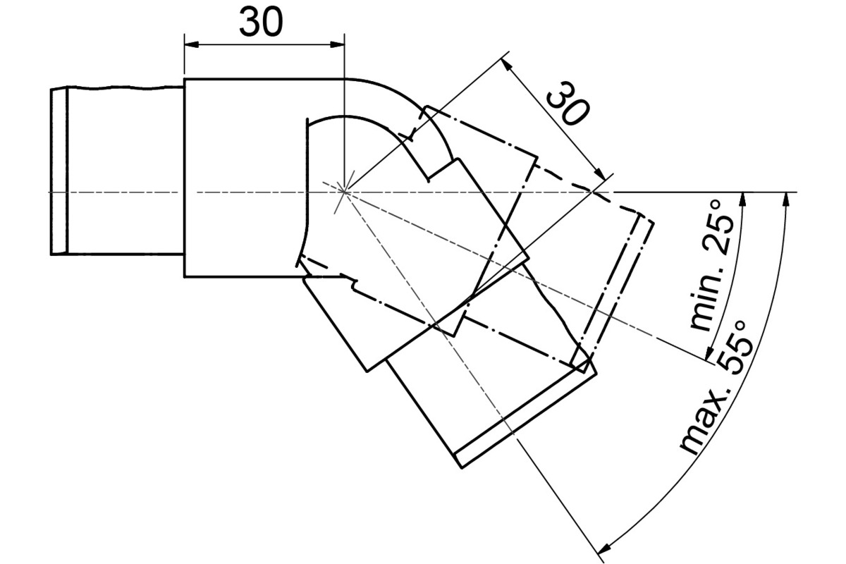 Handlauf-Rohrverbindungen 25-55°, abwärts PAULI+SOHN
