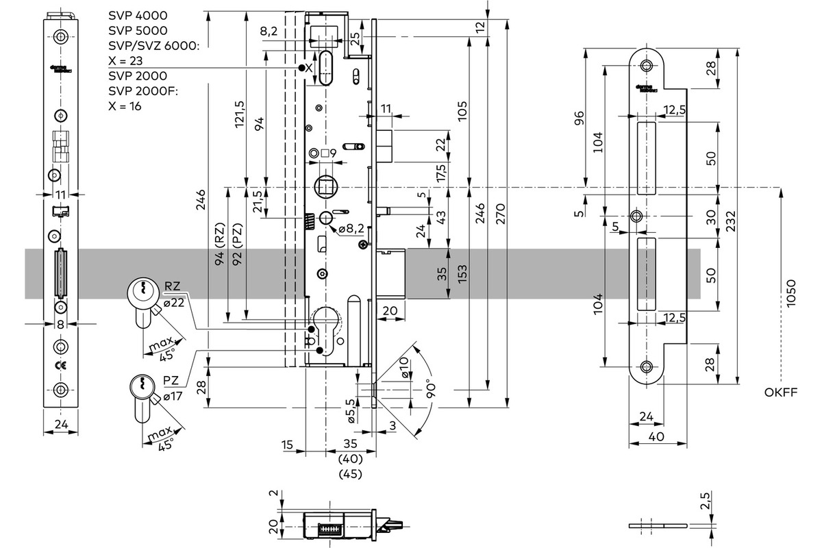 Elettroserratura ANTIPANICO con funzione di autochiusura DORMAKABA SVP 2000 DCW