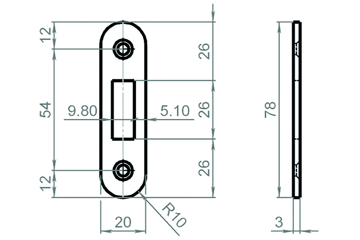Schliessblech für Schiebetür-Einsteckschlösser SCHÄNIS 1605 | opo.ch