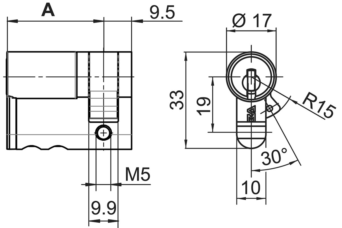 Profil-Halbzylinder 17 mm KABA star Typ M1414