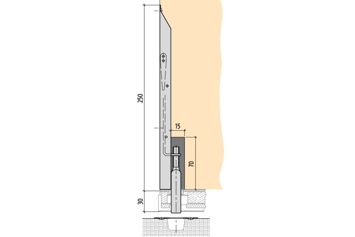 Targette à entailler PLANET KRpour porte à 2 vantaux avec seuil de fermeture PLANET largeur profil 13 mm et 20 mm
