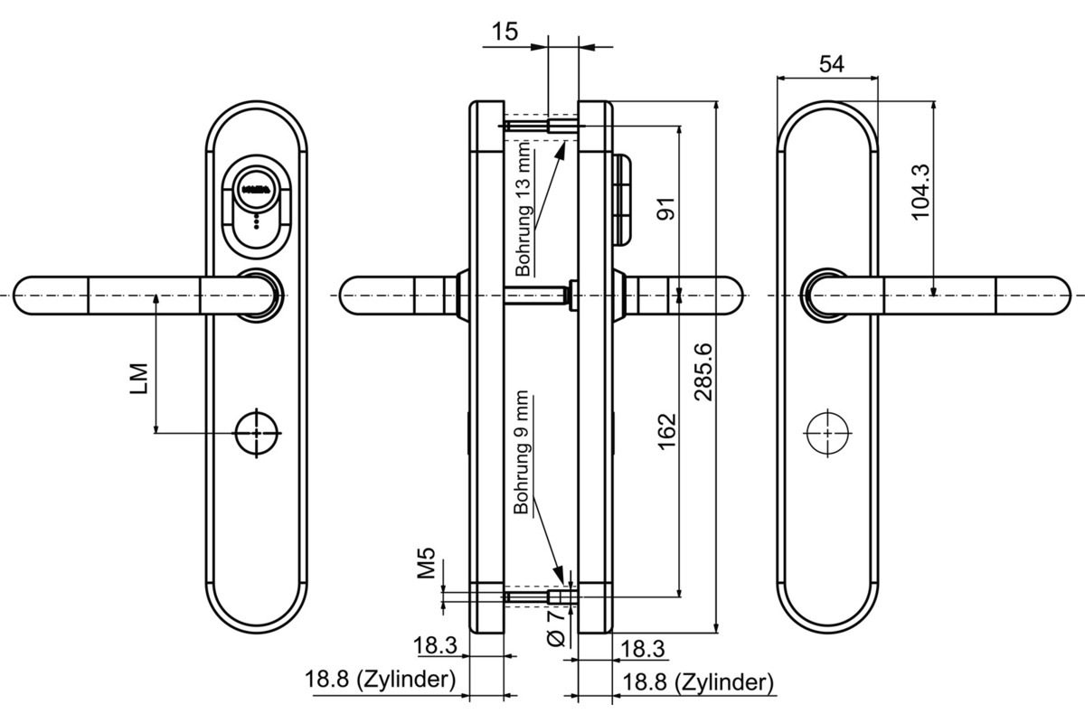 Système d'ouverture de porte B330 KABA elolegic c-lever breit