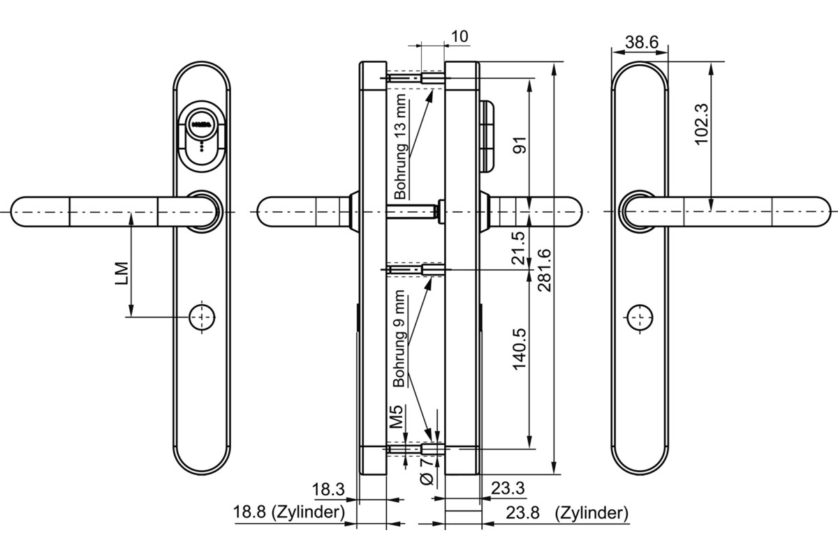 Système d'ouverture de porte B370 KABA elolegic c-lever schmal