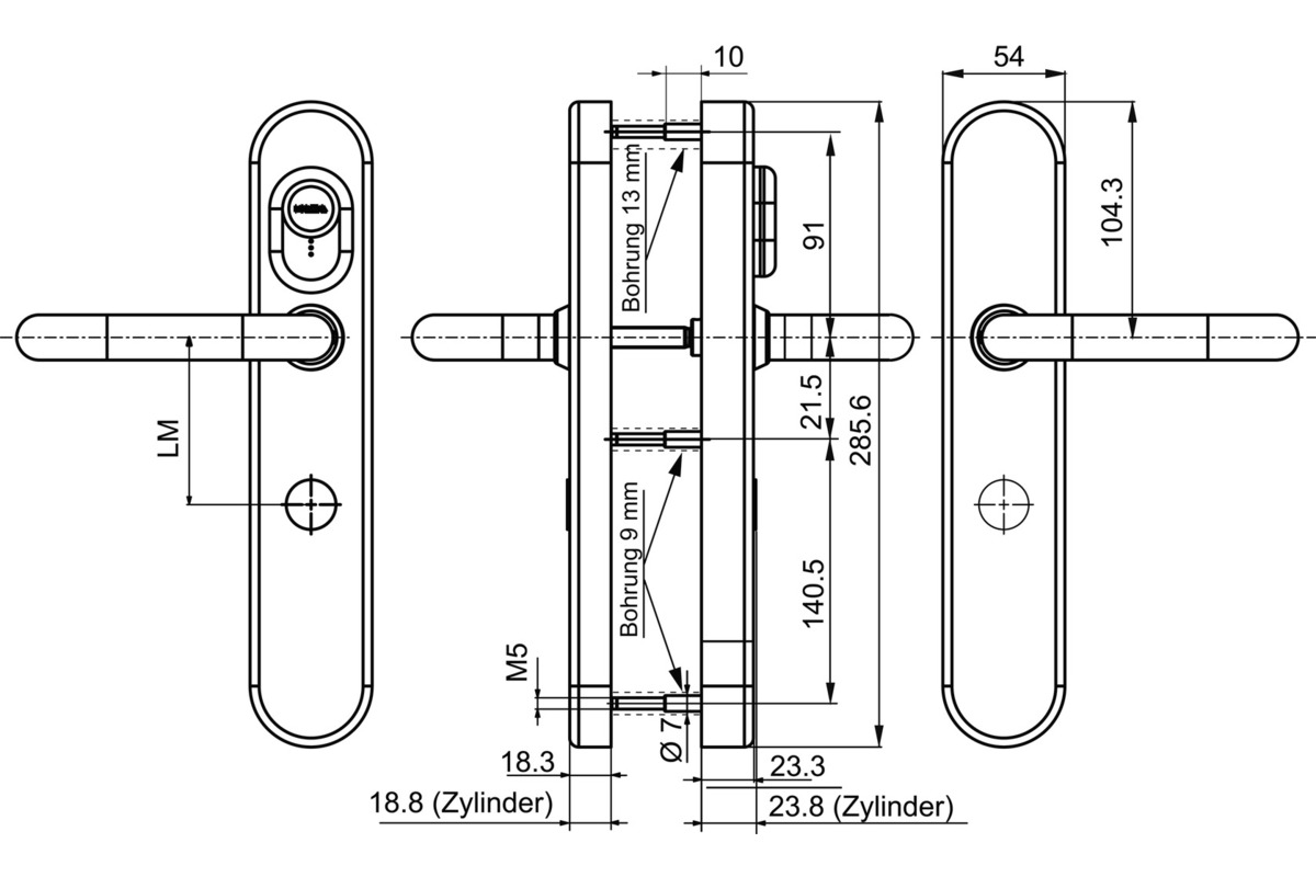 Système d'ouverture de porte B380 KABA elolegic c-lever breit