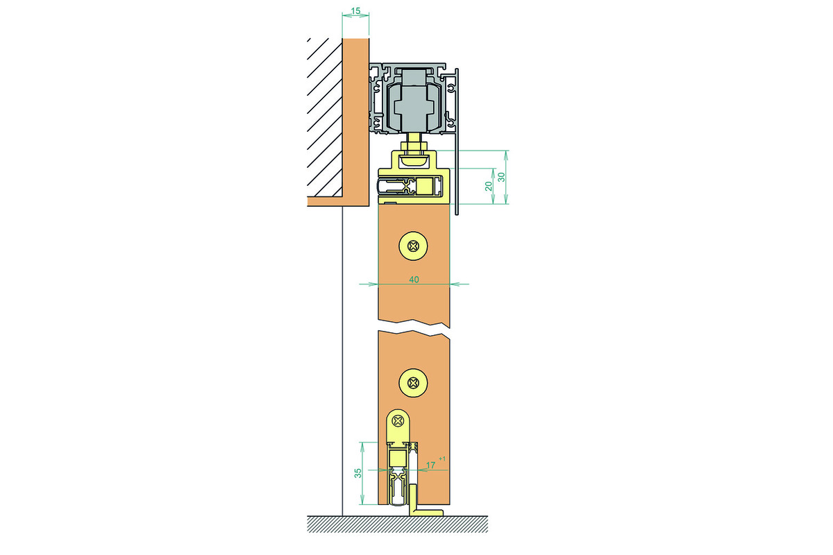 CardaTec D4 système de joints complet incl. ferrements pour portes coulissantes