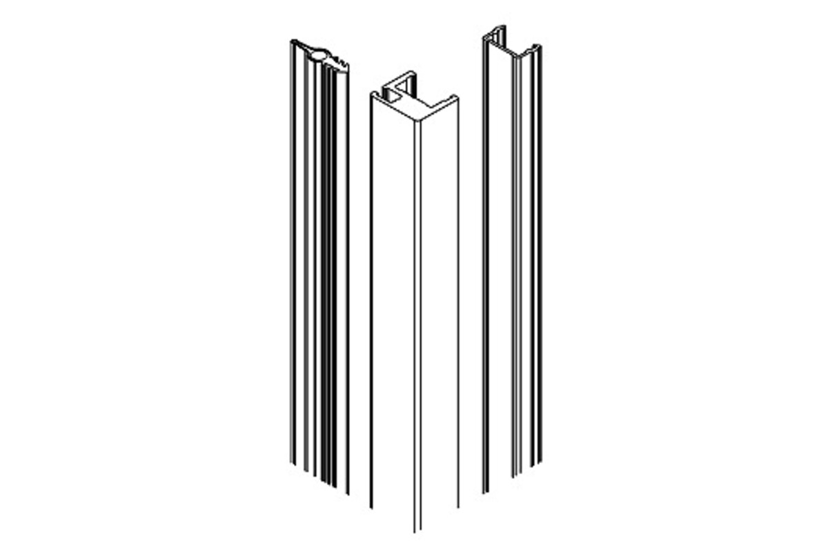 Joint vertical HAWA 13/18, 2500mm alu éloxé, verre 13-18,5mm