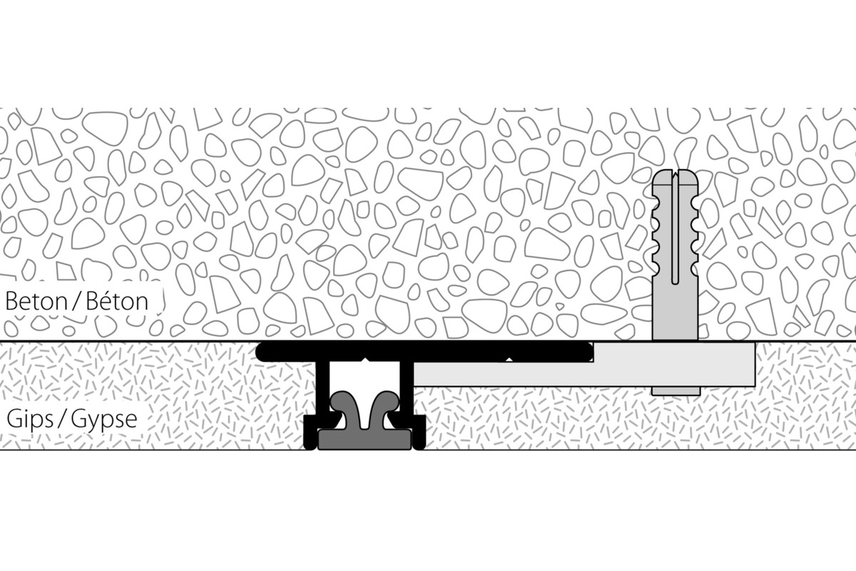 Profilo per quadri HAMOTEC da ingessare al soffitto con mini scanalatura di scorrimento HM-20190