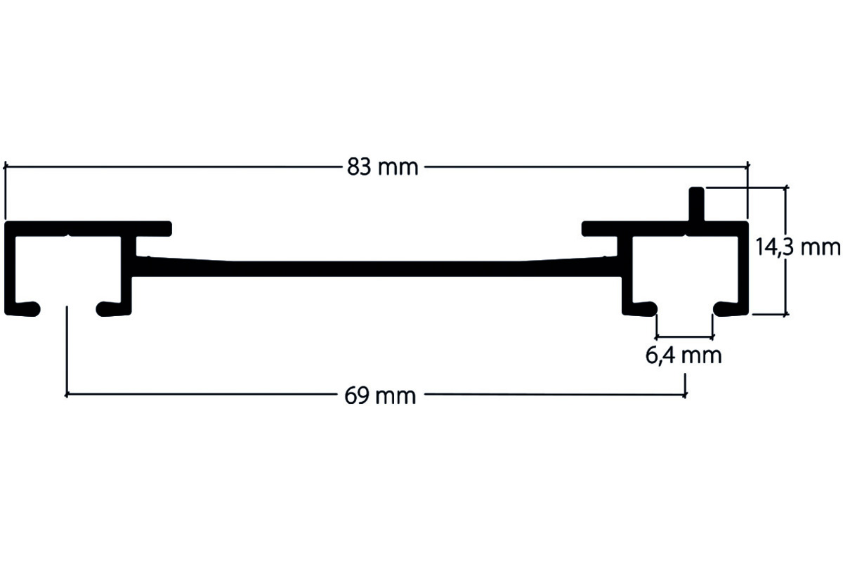 Rail de rideau HAMOTEC VS 57 avec maxi-rainure de roulement HM-20209