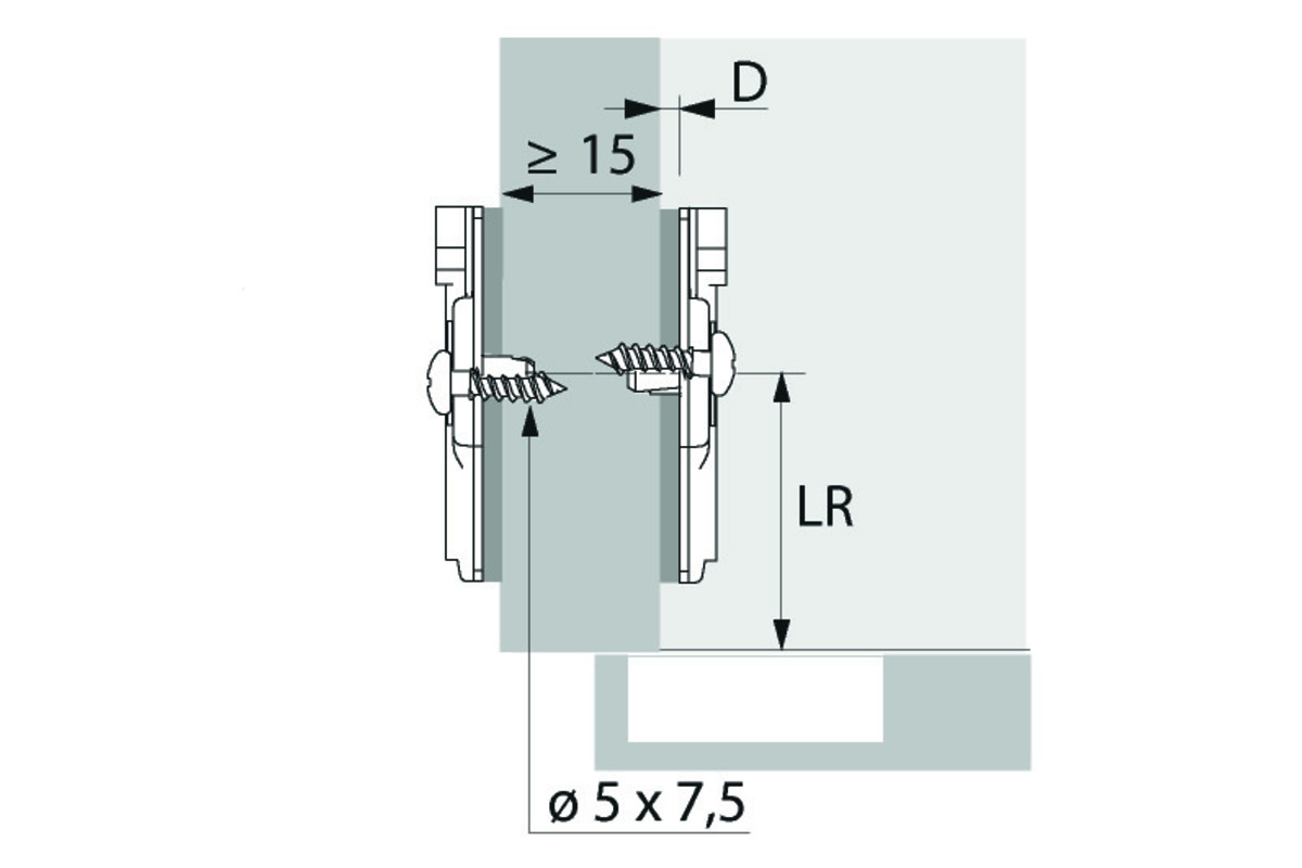 Plaques de montage cruciforme HETTICH Sensys/Intermat Direkt 8099, montage d'angle et sur cloison