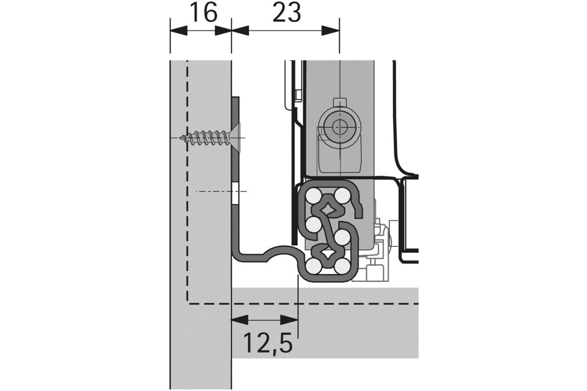 Quadro V6/470 mm push to open, EB 12,5, Links
