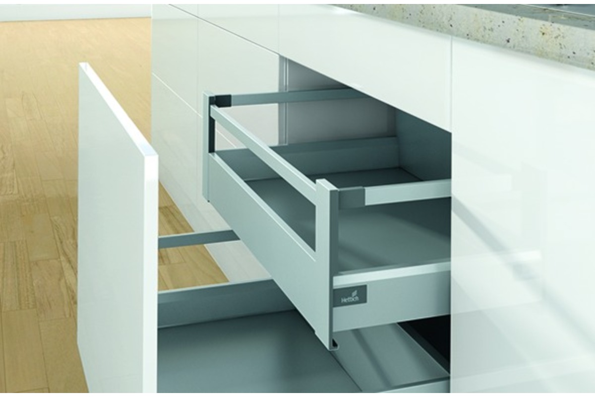 Kits complets tiroir / tiroir intérieur HETTICH ArciTech avec reling, argent